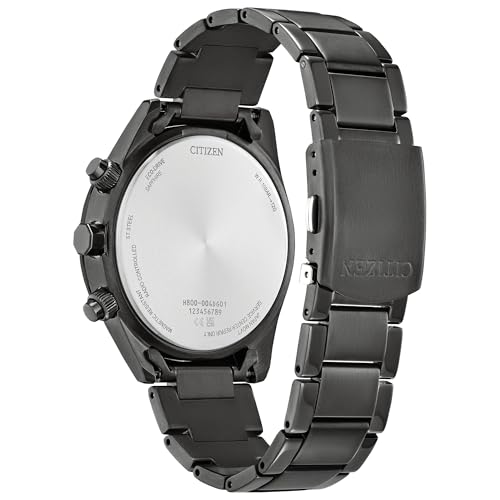 Image of CITIZEN Eco-Drive Sprot Luxury Atomic Timekeeping Red Dial Gray Stainless Steel Bracelet Watch 43mm - AT8267-51X