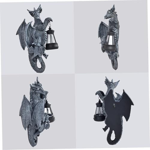 Statue de jardin dragon résistant aux intempéries avec éclairage solaire - 4