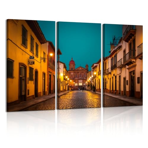 3 Piece Canvas Wall Art San Miguel de Allende Mexico Framed Wall Art Prints Painting Artwork Picture Poster Home Decor for Living Room Bedroom Office Hanging