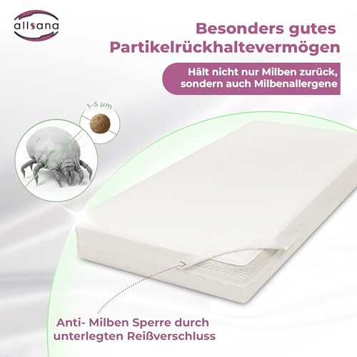 Allsana Allergiker Matratzenbezug 140x200x16 cm | Allergie Bettwäsche | Anti Milben Encasing | Milbenschutz für Hausstauballergiker | Zwischenbezug für die Matratze | TÜV geprüft