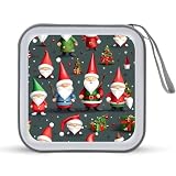 QMNLKH Custodia per CD 40 capacità in plastica rigida porta DVD Donne nell'antico Egitto Custodie per dischi Torage Raccoglitore Portafoglio per Auto Casa Viaggio, Natale divertente gnomi, One Size