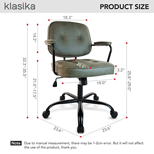 Klasika Office Chair Ergonomic Desk Chairs With Pvc Faux Leather Thickened Cushion Backrest Home Office Computer Swivel Computer Chair For Home Office Computer Green #TOP2
