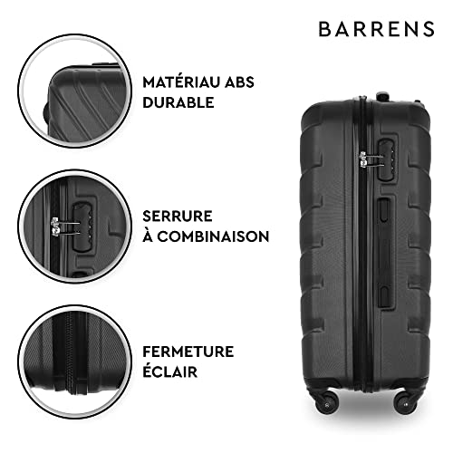BARRENS Valise Moyenne | Bagage de soute | 67x46x26 cm | 63 L | ABS | Serrure à chiffrement Valise de Voyage | 4x360 roulettes | Compatible avec Les compagnies aériennes | Noir – vue 5