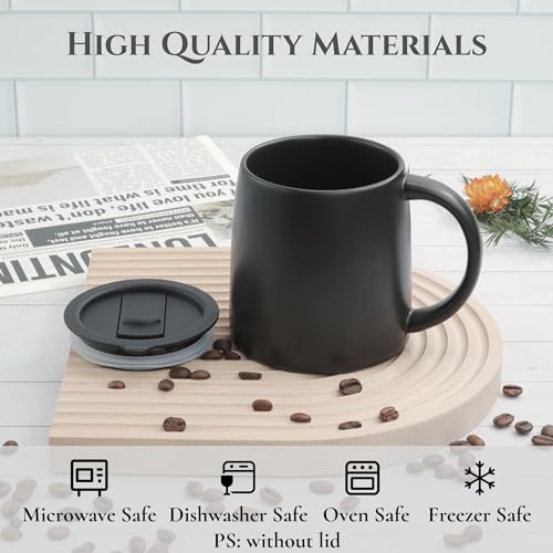 Taza cerámica con tapa 14 oz negra miniatura 2