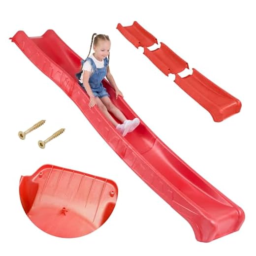 Kinderrutsche Outdoor 3 m lang für Kinder ab 3 Jahren, Podesthöhe 150 cm (+/- 5 cm) Gartenrutsche für Spielhaus & Spielturm als Wasserrutsche für den Garten geeignet (Rot)