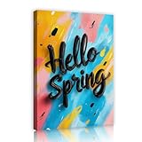 こんにちは春のキャンバスウォールアートリビングルーム水彩アートホームオフィス寝室の壁の装飾写真65x98cmインナーフレームのためのモダン抽象キャンバスプリント