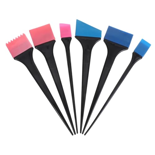 PACKOVE Cepillo de Silicona para Teñir el Cabello 6 Piezas Kit de Pinceles Resistentes Negro para Salón y Uso Profesional en Coloración Estilo Aleatorio