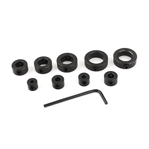 Aexit 9 i 1 Set 3-16 mm Inre Dia Träbearbetning Borrskruv Djup Stopp Krage Svart w Skiftnyckel(9 in 1 Set 3-16mm Inner Dia Foret à bois Profondeur Butée Collier Collier Noir w Clé