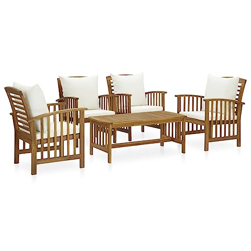 KCCKOM Garden Furniture Set 5 Piece Patio Lounge Set with Cushions Solid Acacia Wood