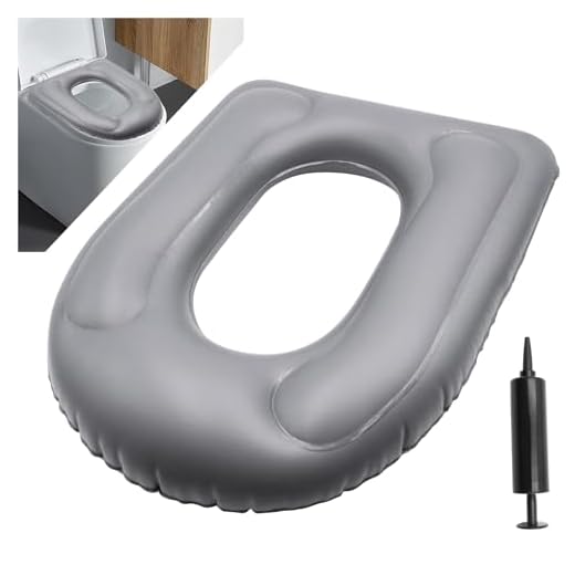 WYYFXY® Aufblasbares Toilettensitzkissen mit Saugnapf Toilettensitzbezug Grau Aufblasbares Sitzkissen mit Handpumpe Toilettensitzerhöhung Sitzring für Erwachsene, Senioren, Behinderte