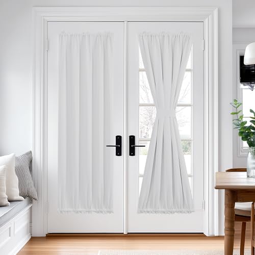 Deconovo Blackout French Door Curtains for Door Window, Dual Rod Pocket