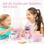 Foto di PLAY Elettrodomestici Cucina per Bambini con Macchina Caffè, Mixer, Tostapane con Luci e Suoni Realistici, Set di Cucina Giocattolo Regalo per Bambini 3+ Anni (Rosa)