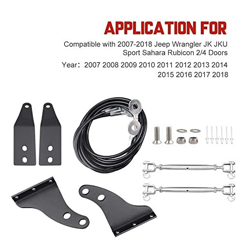 Jk Limb Riser Adjustable Limb Risers Kit Through The Jungle Protector Obstacle Eliminate Rope, Engine Hood Protective Sub-Line Branches Bracket Compatible With Jk Jku Sport Sahara Rubicon X 07-18 #TOP1