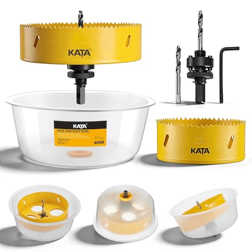 Image of KATA 6 & 4-1 /4 Hole Saw for Recessed Lights with Dust Bowl, 6 & 4.25 Inch Hole Cutter for LED Can Lighting, Drywall Ceiling Cutting, Recessed Lighting Hole Saw Kit with Silicone Dust Catcher