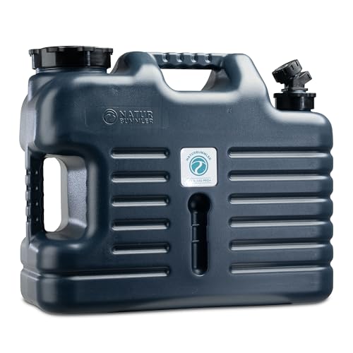 NATURBUMMLER Wasserkanister Camping [Aqua Jug Pro+] Leichter 18L Trinkwasserkanister mit Hahn Druckablass & Schlauch BPA-frei & robust ideal für Outdoor Vanlife & Festival (Aqua Jug Pro+)