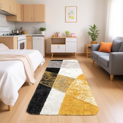 Image of Carpet for Hallway, Kitchen, and Modern Interiors, Cozy Shag Runner for Living Room, Entryway & Office Decor Size 1.5x3 feet Yellow Mix
