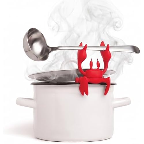 OTOTO 2 in 1 Silicone Spoon Rest & Steam Releaser - Large Spoon Holder for Stove Top - Unique and Useful Gift for Cooking - Heat Resistant Utensil Rest, Kitchen Gadgets, Red Gift (Red the Crab)