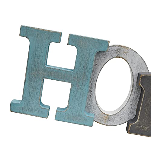 E-View Wooden Letters Sign Decorative Wood Block Signs Freestanding Word Cutout Distressed Teal Sign For Shelf Table Mantle Hanging Ornament Rustic Home Decor (Home) #TOP6