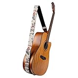 Guitar Strap Jacquard Weave with Leather Ends-Soft Adjustable Acoustic Guitar Strap for Electric...