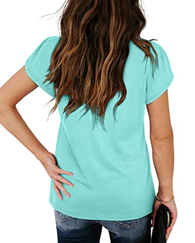 Goranbon Girls' Summer T Shirts Crewneck Petal Short Sleeve Cute Casual Tops2