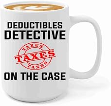 Tax Preparer Coffee Mug 15oz White -Deductibles detective on - Accounting Credit Debt Excel Auditor Office Coworker Tax Preparer Finance