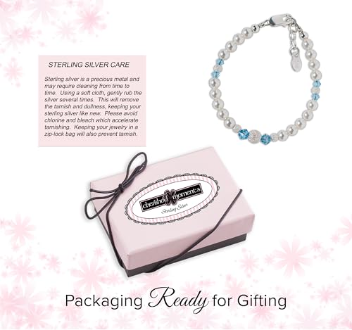 Cherished Moments Sterling Silver Bracelet for Newborn Baby Girls, Toddlers, Kids and Little Girls with High-End Simulated Pearls and Aqua Blue Crystals4