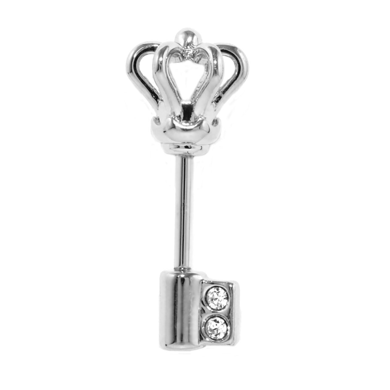 [凛りん] ボディピアス 鍵 王冠 ストレートバーベル サージカルステンレス 軟骨ピアス 片耳用