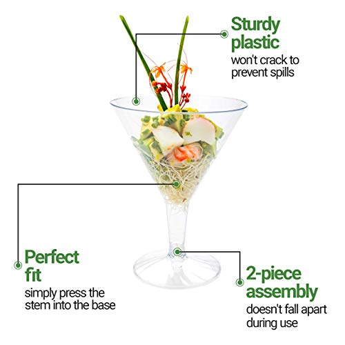 8 Ounce Plastic Martini Glasses, 100 Round Disposable Martini Glasses - Recyclable, Shatter Resistant, Clear Plastic Plastic Cocktail Glasses, For Weddings Or Events - Restaurantware #TOP4