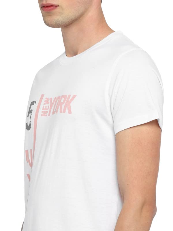 Image of AMERICAN CREW Printed Round Neck T-Shirt for Men