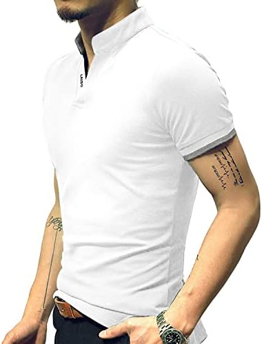 LOGEEYAR Mens Fashion Polo Shirt Short/Long-Sleeve Slim Fit Henley T-Shirts Pique Cotton Clothes