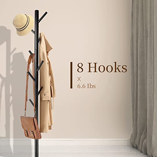 Wangmuxia High-Grade Wooden Coat Rack, Freestanding Coat Rack With 8 Hooks And 3 Adjustable Size Tree Coat Racks For Bedroom, Hallway, Entrance, Office, For Hats, Coats, Scarves, Handbags #TOP2