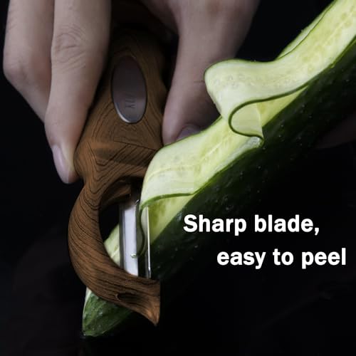 Kuluner Kitchen Potato Vegetable Peeler With Stainless Steel Rotating Blade, Suitable For Fruits And Vegetables (Walnut Wood Grain) thumb #2