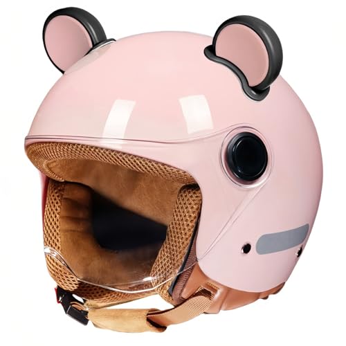 Jethelm Mopedhelm Helm Für Erwachsene Motorrad Helm Roller Helm ECE Zertifiziert Geeignet Für Alle Jahreszeiten Herren Und Damen Helme E,(54-62CM)