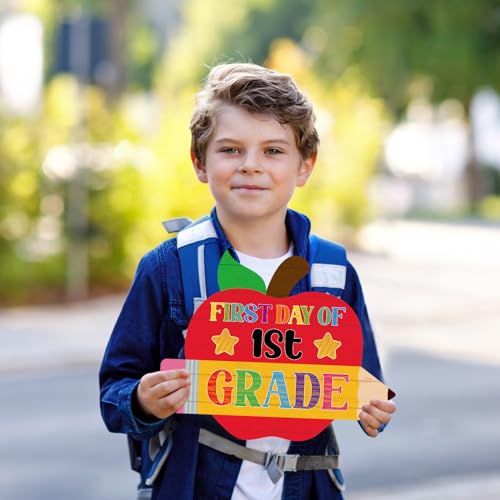 WaaHome First Day of School Chalkboard Sign - 8''x10'' First and Last Day of Preschool Kindergarten 1st Grade Sign Back to School Photo Prop Signs 15 Grades Supplies for Kids Girls Boys, Reusable — view 6