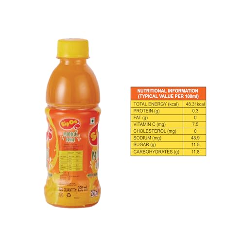 Image of Bindu Sipon Delightful Mango Fruit Flavoured Refreshing Summer Drink- 250 Ml Pet Bottle (Pack of 30)