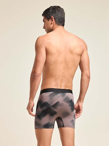 Image of TECHNOSPORT Men's Colorblock Trunks Underwear with ElastoLITE 4 Way Stretch Lightweight Breathable Moisture Wicking Soft Anti Odour Anti Microbial Comfort Fit Boxer Briefs Innerwear for Men