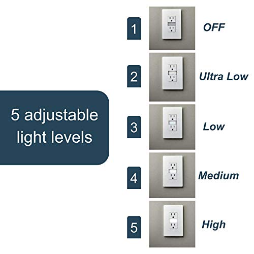 Image of Legrand radiant 15 Amp Combination 5-Level LED Night Light Outlet Lt Almond