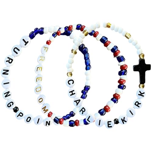 ColisPar 3 Pack Charlie Kirk Freedom Bracelets Wristband Beaded Memorial Band Charm, Charlie Kirk Merch Merchandise, American True Hero I Am We Are All Charlie Kirk Now In Memory Of Charlie