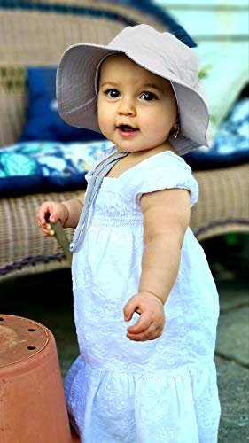 Simplicity Baby Sun Hat Baby Upf 50+ Adjustable Drawstring Wide Brim Bucket Sun Hat (A_Grey, 12-24 Months) #TOP2