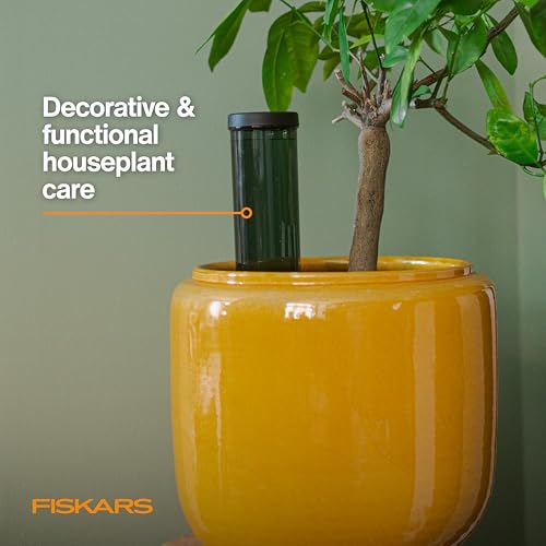 Image of Fiskars Watering Spike for Indoor Plants, Self-Watering Device to Water Plants While Away, Continuous Hydration for Care on Vacation & Travel, Porous Ceramic Cone Stake for Slow Release, 11.75 oz