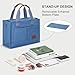 KKXIU Oversize Canvas Tote Bag for Women with Zipper and Compartments Crossbody Work Bible Messenger Purse Bag With Pockets - Blue