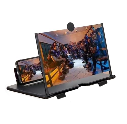 Phone Screen Magnifier with HD Enlargement Display and Phone Stand. 3D HD visuals, Stable Foldable Design, Compatible with All Smartphones 10 inch (Black)