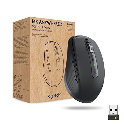 Logitech MX Anywhere 3 for Business - Souris compacte - sans Fil, défilement Rapide, Suivi sur Toutes Surfaces, Rechargeable, récepteur USB Logi Bolt, Bluetooth,...