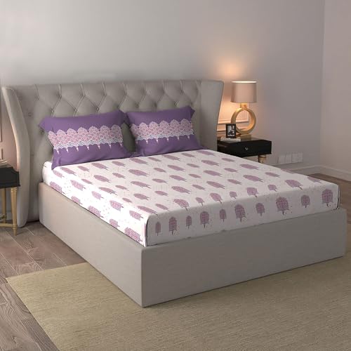 Image of MYTRIDENT Celebration Bedsheet Gifting Collection Double Size - Saanjh Purple
