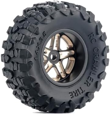 PYFORE for Axial SCX30 Upgrade Wheels & Tires – 0.7" Brass Rim with Offset for Ford Bronco, Jeep Wrangler, Chevrolet K10 RC Rock Crawler Accessories 4pcs/Set — view 3