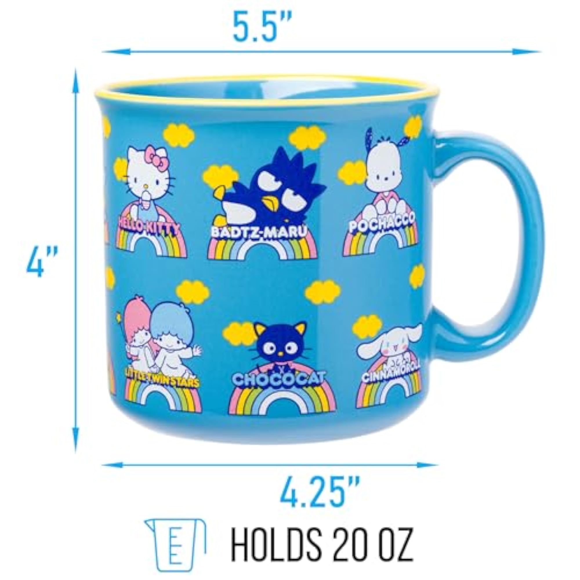 Hello Kitty Rainbow Cloud Ceramic Camper Mug, 20 Ounces