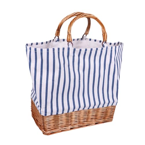 Cabas femme en rotin et toile bleu clair NOLITOY pour le shopping