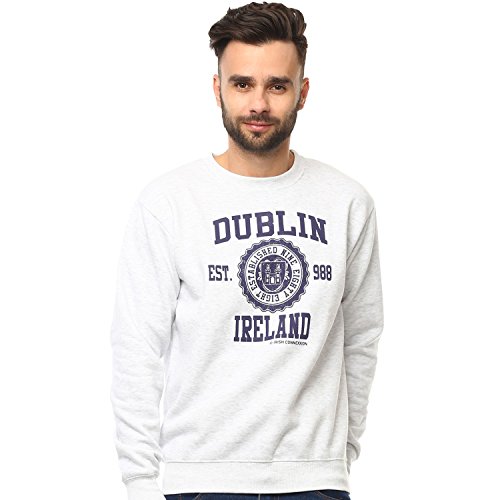 Pullover Sweater Varsity Style Dublin Print, Ash Grey Colour