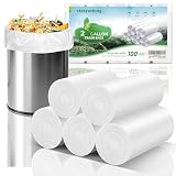 2 Gallon Biodegradable Mini Trash Bags - White Compostable Small Garbage Bag For Bathroom Can Unscented Kitchen Office Car Waste Basket Liners 100 count Tiny Strong Thick Chenyucheng