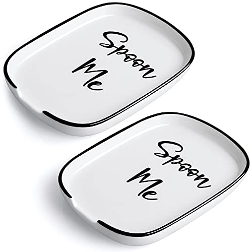 Image of Ceramic Spoon Rest for Stove Top, Large Spoon Holder for Kitchen Counter, Coffee Spoon Rest, Heat-Resistant Cooking Utensil Rest, Modern Kitchen Decor, Set of 2